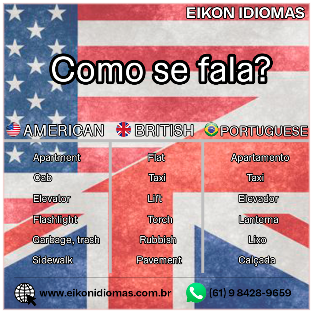 Americano X Britânico - Diferença do inglês em algumas palavras